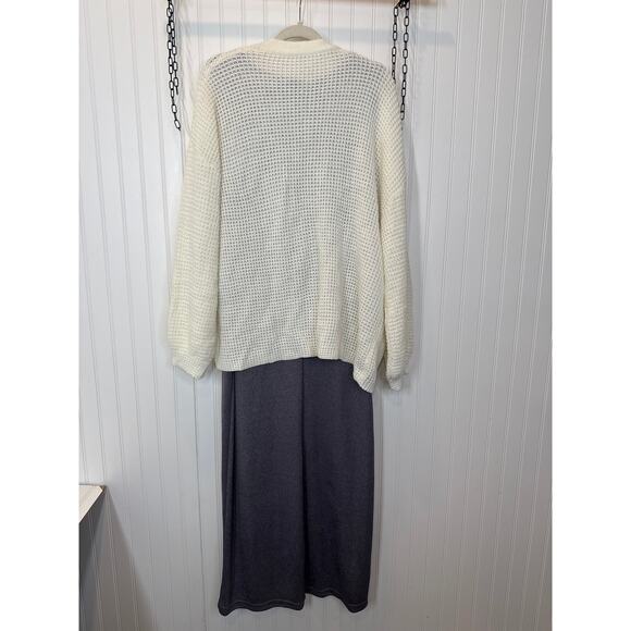 SHEIN Cream Sheer Button Cardigan & Unbranded Gray Maxi Dress Bundle Size 2X - Picture 2 of 8